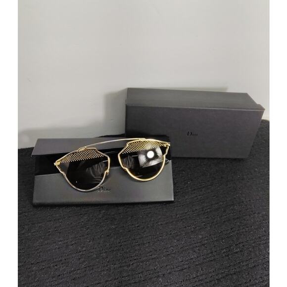 Christian Dior So Real Studded Designer Sunglasses Gold Black Italian Aviators - Picture 10 of 16